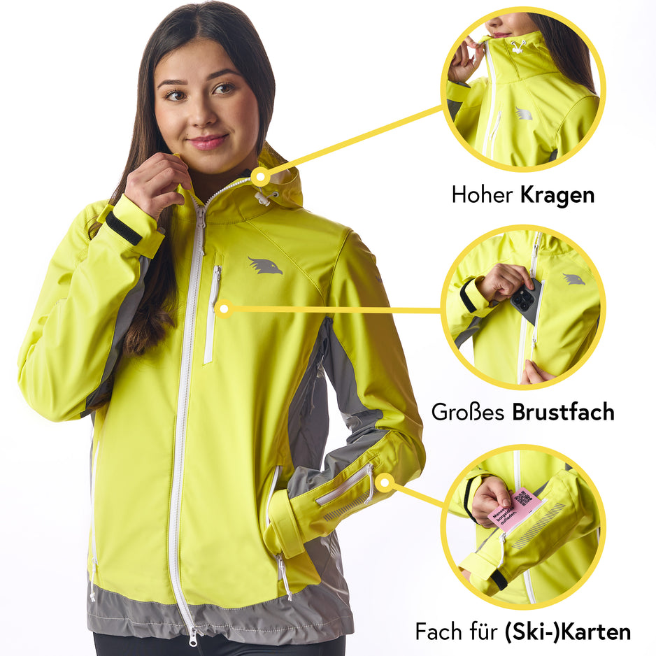 Veste Softshell Femme - Légère, Coupe-vent, Imperméable - Capuche, Printemps/automne - Style Sport Randonnée Décontracté